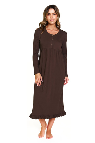 7318 Doctor Nap - Nočná košeľa pre tehotné a dojčiace ženy z bavlny | Poľská výroba - hnedá