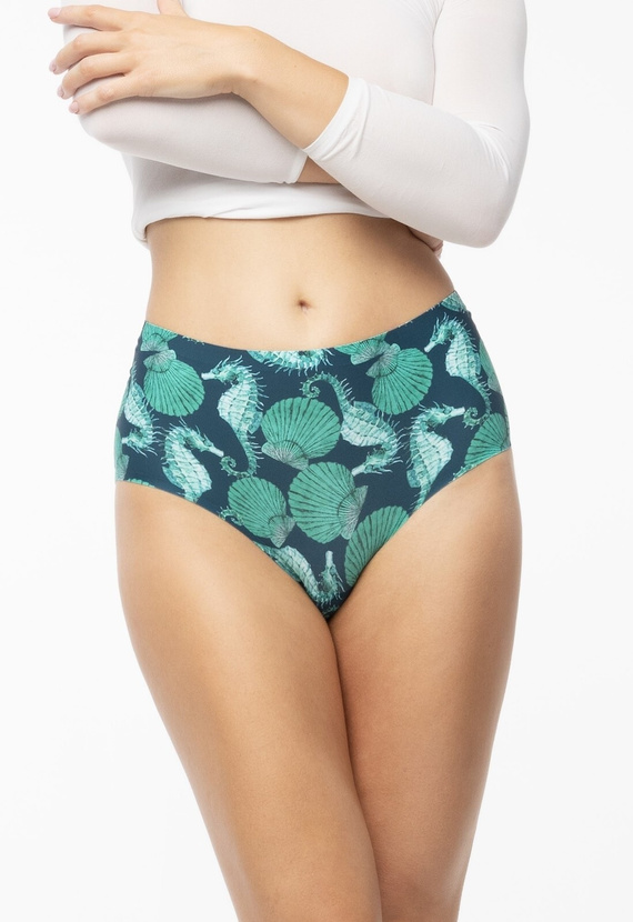 Dámske nohavičky Sea Story Simple Maxi Julimex - hladké, s vysokým vzostupom, pohodlné zelené