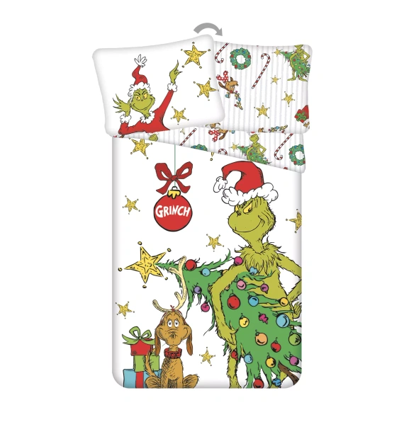 Bavlnené obliečky Grinch Grinchmas JF24 140x200 100% bavlna Grinch zámok