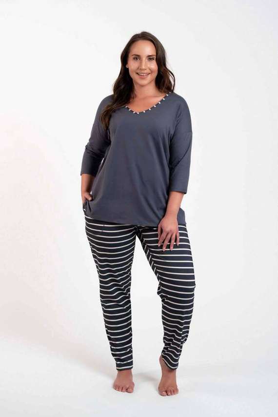 Betty Dámske pyžamo 3/4 rukáv, dlhé nohavice Italian Fashion - grafitová/grafitová potlač