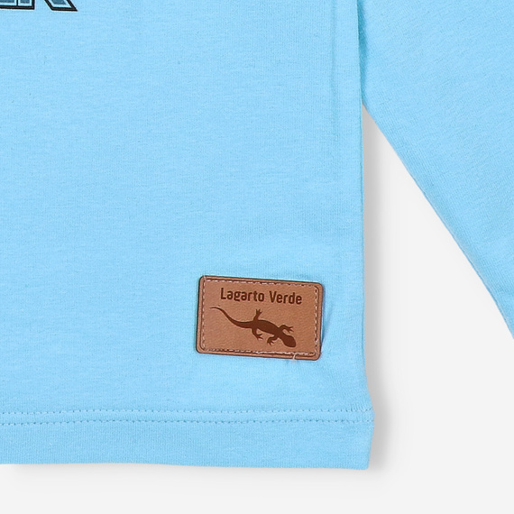 KAR-1014 Chlapčenská blúzka s dlhým rukávom Lagarto Verde modrá - bavlna s elastanom, poľská výroba