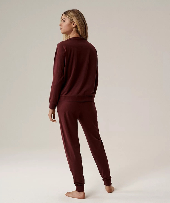 Dámske pyžamo Atlantic NLP-499 wine - bavlnené, s dlhým rukávom, pohodlné a štýlové