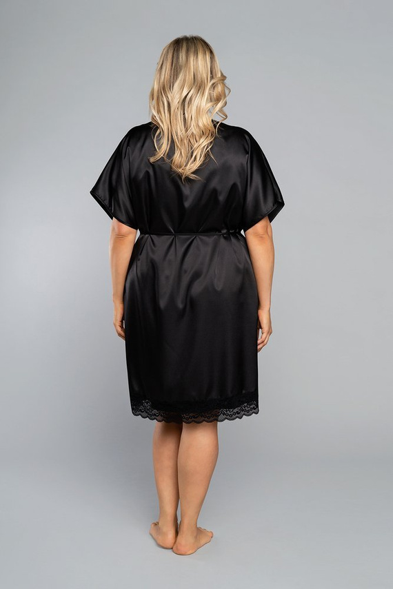 Dotykový župan s krátkym rukávom Italian Fashion - čierny