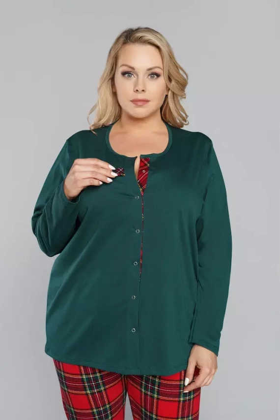 Zorza dámske pyžamo s dlhým rukávom, nohavice Talianska móda - zelená/potlač