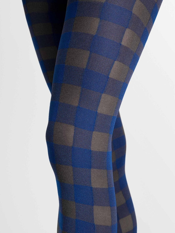 Fiore G6139 Indigo modré dámske pančuchy 40 DEN s károvaným vzorom