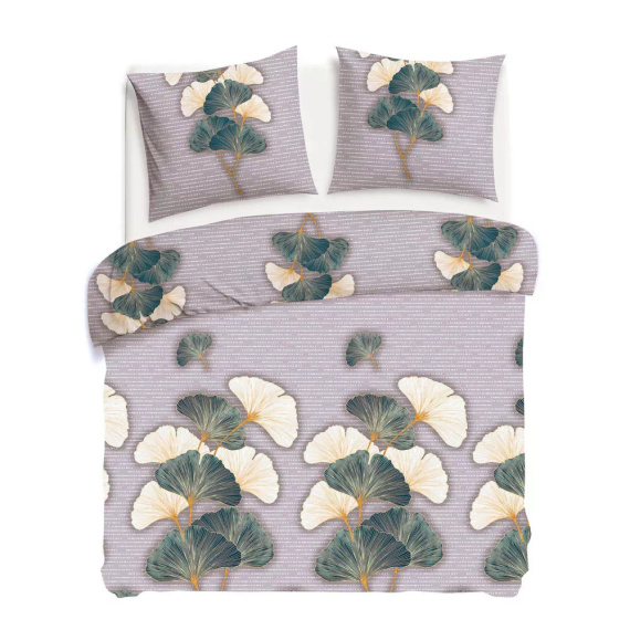 31510/2 Flanelové posteľné prádlo Darymex béžovo zelené listy ginka - sada, 100% bavlna, hrejivé a mäkké