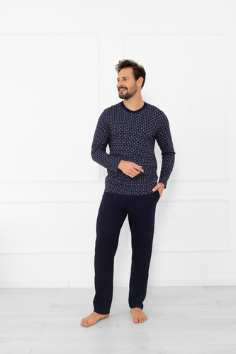 Pánske pyžamo Gerard Italian Fashion - bavlnené, s dlhým rukávom a nohavicami