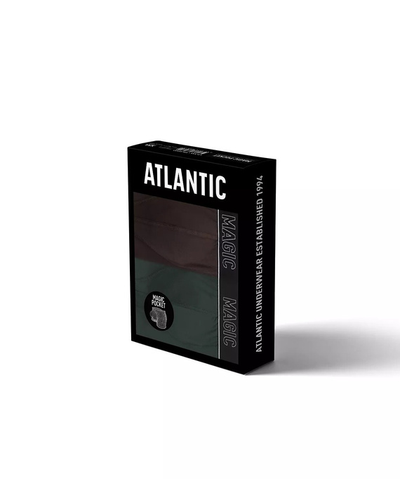 Pánske boxerky Atlantic Magic Pocket 2MH-1200 A2 2-pak zelená-hnedá – push-up bavlna