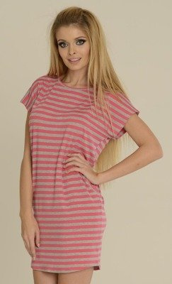 539 Nočná košeľa Jovite kr. rukáv - malinový+melanžový