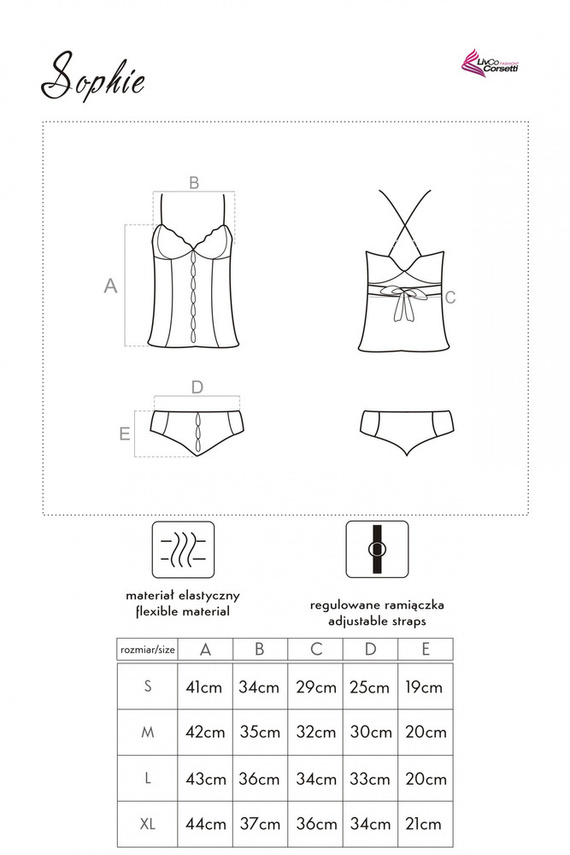 Sophie LC 13053 Set, košieľka a tangá LivCo Corsetti Fashion