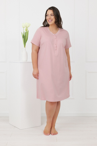 Hemaria Italian Fashion bavlnená nočná košeľa dámska plus size - pudrová ružová