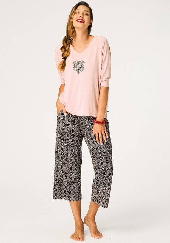 Key LNS 731 Dámske pyžamo marhuľové viskóza 3/4