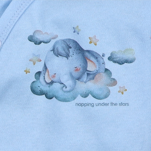 ABN-5603 Nini Little Dreamers obálkové body z organickej bavlny pre dojčatá modré - bezniklové zapínanie, 100% bezpečnosť