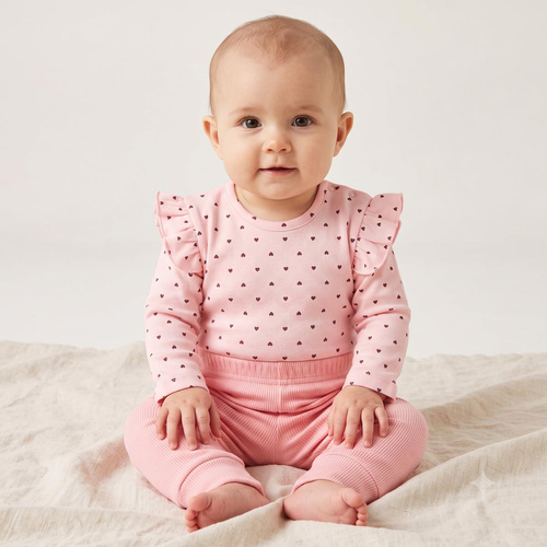 Body pre bábätká Nicol Tosia 225097 100% bavlna ružové s volánikmi