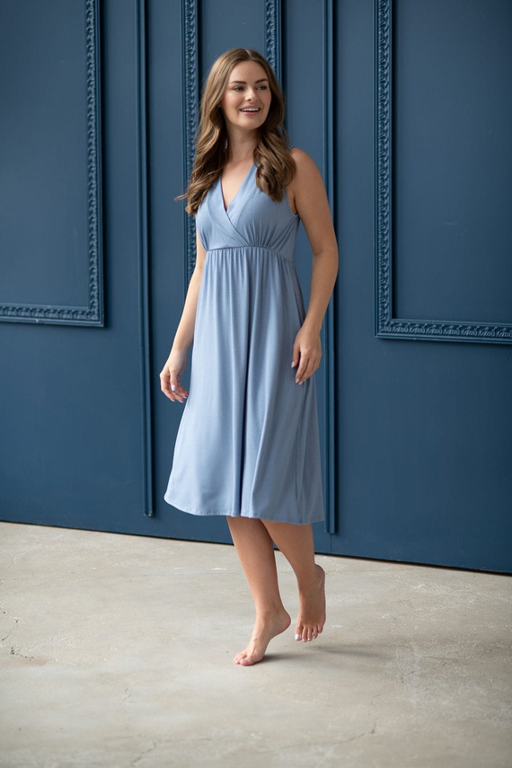 Star Light koszula nocna ciążowa i do karmienia z bambusa Milk&Love błękitny