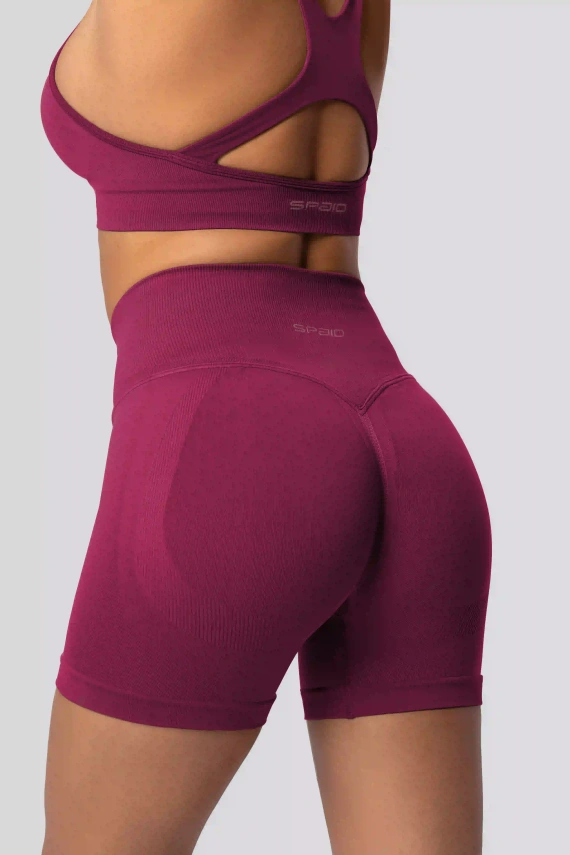 Spaio PUSH-UP PRO modelujúce bezšvové šortky fitness vysoký pás red wine