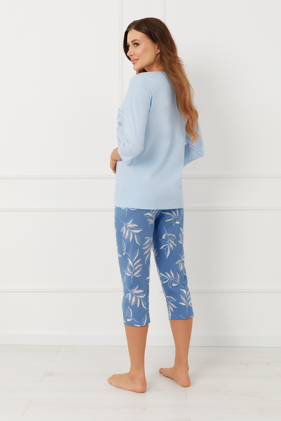 Dámske pyžamo Erula Italian Fashion cotton jersey 3/4 plus size - modré