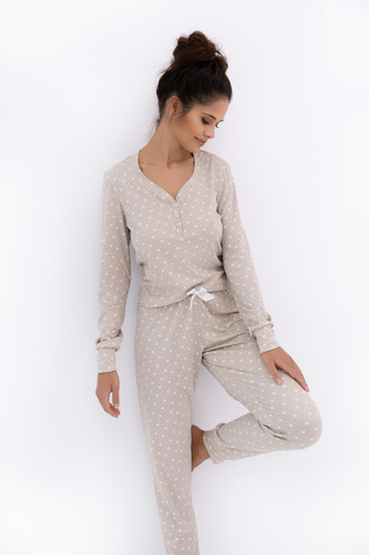 Dámske pyžamo Calliope Sensis - dlhé, kvetované, s gombíkmi