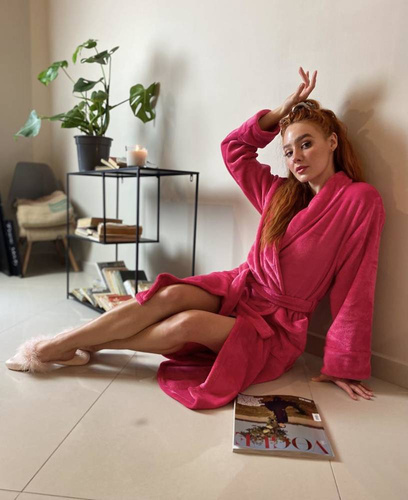 628 Abigail Dlhý dámsky župan Forex - malinový