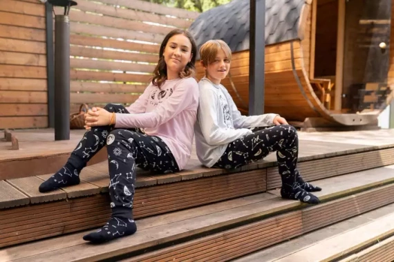 Umbra Dievčenské pyžamo s dlhým rukávom a nohavicami Italian Fashion- lososová/potlač