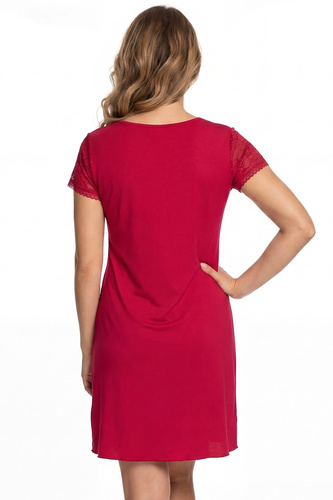 Nočná košeľa Elena Donna viskóza čipka elegantná mäkká V-výstrih wineberry