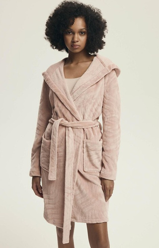 43602 Devyn Dámsky župan s kapucňou Henderson dusty rose - krátky, teplý, velúr