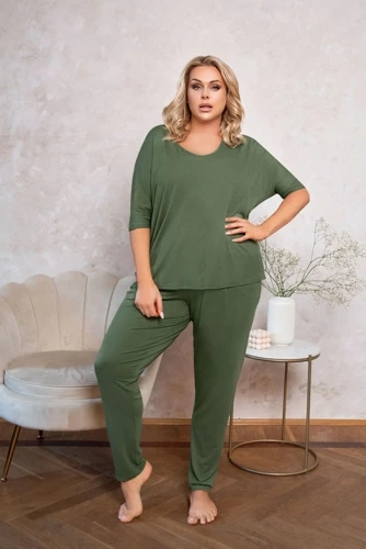 Dámsky set s krátkym rukávom Paramo, dĺžka. nohavice Italian Fashion - khaki