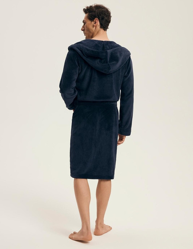 Pánsky župan Henderson 43374 Naps navy - kapucňa, teplý úplet, pohodlie a elegancia