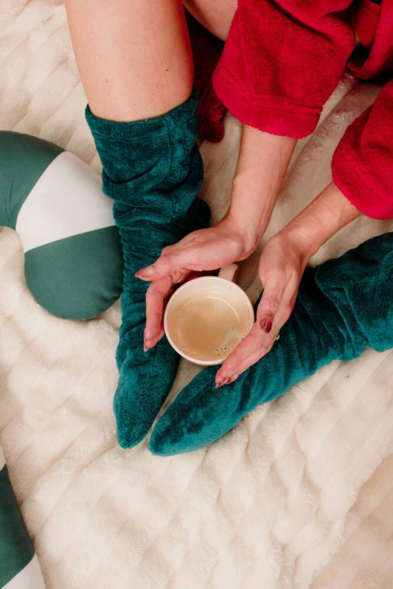 553/554 Wellsoft Hladké ponožky na spanie De Lafense - zelené