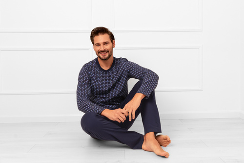 Pánske pyžamo Gerard Italian Fashion - bavlnené, s dlhým rukávom a nohavicami