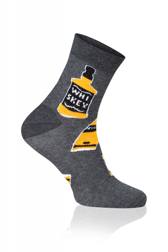 S121Z Whiskey Long Socks Italian Fashion - tmavý melír/žltá