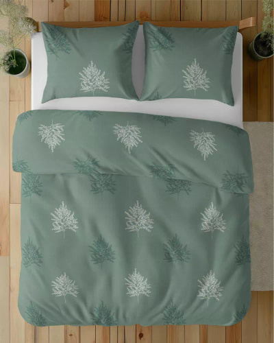 5503 B Bavlnené obliečky zo šalvie s geometrickými listami papradia Naturalis- Detexpol