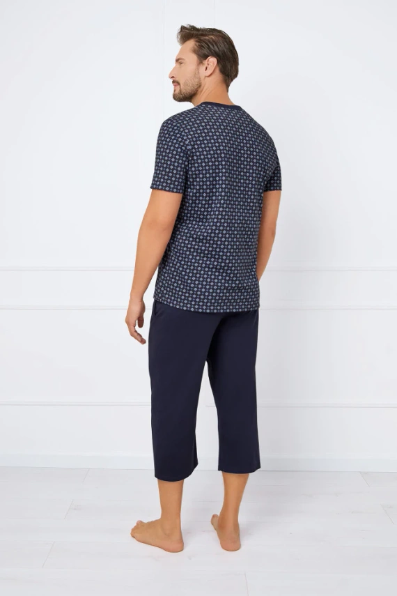 Gerard Pánske pyžamo s krátkym rukávom, 3/4 nohavice Talianska móda - potlač/zelená