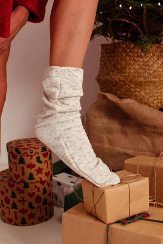 553/554 Wellsoft Hladké ponožky na spanie De Lafense - ecru pomlčky