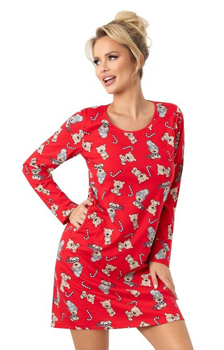 Dámska nočná košeľa Bear Donna - bavlnená, slávnostná, s vreckami