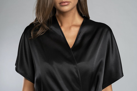 Dotykový župan s krátkym rukávom Italian Fashion - čierny