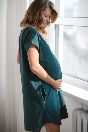 Košeľa na pôrod a dojčenie Born of Love Milk&Love na patentky green