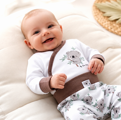 ABN-5202 Body zavinovacie Nini Sweet Koala biele 100 % organická bavlna