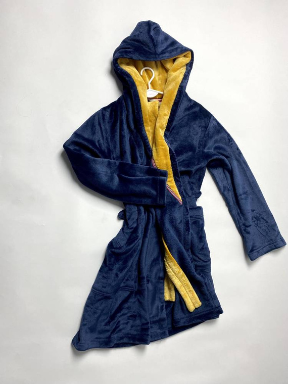 627 Soraya Dámsky krátky župan Forex - tmavomodrý / medový