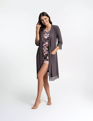 Dámsky župan Moraj PDSZ4300-003 z viskózy s čipkou, viazací