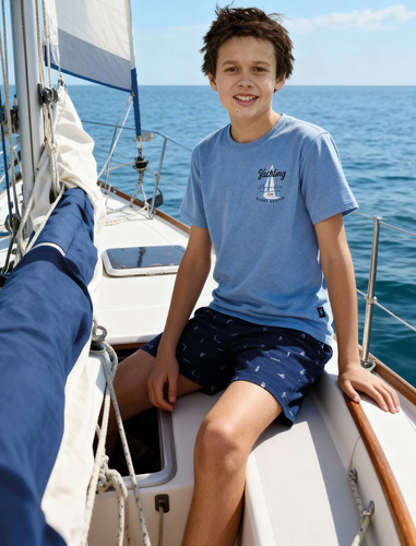 Chlapčenské bavlnené pyžamo Cornette Young Boy 790/127 Pacific modré