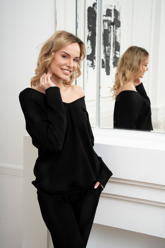 Karina Dámsky set s dlhým rukávom, nohavice Italian Fashion - čierna