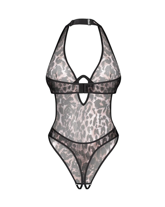Body Obsessive Addia Teddy leopardí vzor s monofiszbínou a odhalenými chrbtom