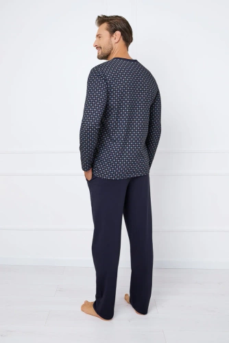 Rajmund Pánske pyžamo s dlhým rukávom, dlhé nohavice Talianska móda - potlač/zelená