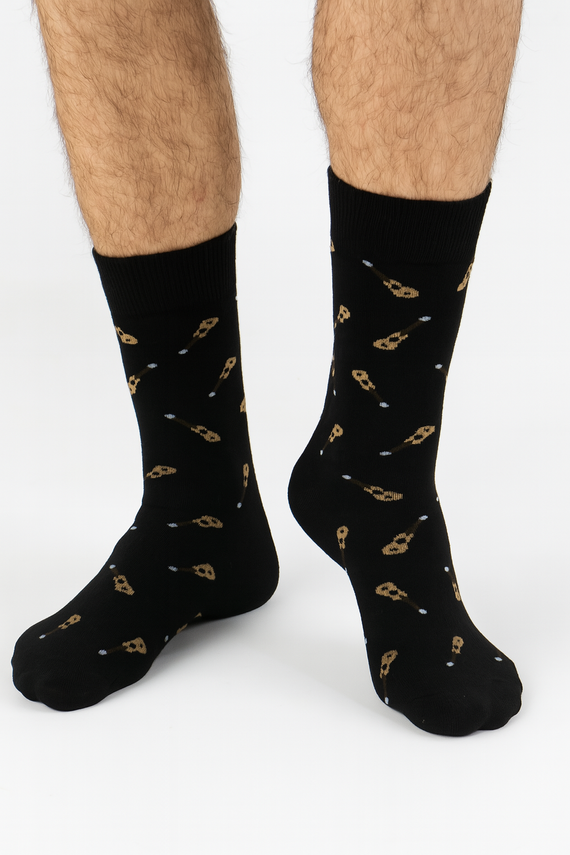 Pánske ponožky Milena Avangard 0125-122 - Small Guitars | Bavlna, netlakový pás, poľská výroba - čierne