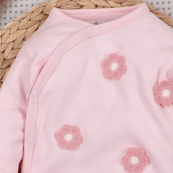 NINI LITTLE FLOWERS svetloružový overal s výšivkou, 100 % organická bavlna ABN-5755/JRO