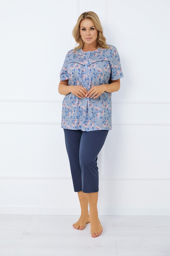 Facelia Dámske pyžamo s krátkym rukávom, 3/4 nohavice Talianska móda - potlač/zelená