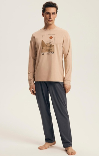 43474 Luro Henderson Core pánske pyžamo - bavlna, vrchná časť s potlačou, dĺžka. nohavice