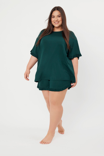 Štýl Dámske pyžamo s krátkym rukávom, šortky Italian Fashion - zelené