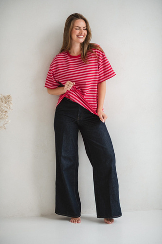 Mamahood Tričko pre tehotenstvo a dojčenie Milk&Love červeno-ružové pruhy - pohodlné a štýlové